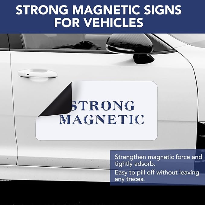 DIYMAG 4Pcs Blank Car Magnets,Door Magnet Rounded Corners Magnetic Set for Vehicle to Advertise Business Cover Company Logo Prevent Cars Scratches Dents, White, 24/" x 12/" -4P