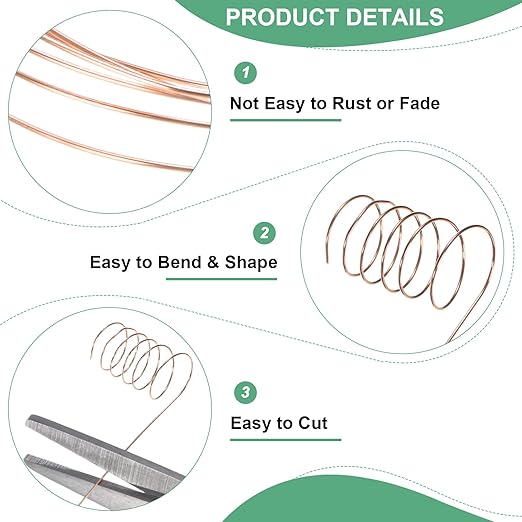 2-Rolls 0.3mm Jewelry Wire, 28 Gauge 328FT Craft Wire Copper Beading Wire for Jewelry Making/Planting/Weaving/DIY Crafting, Soft Metal Wires [100M, Copper Tone]
