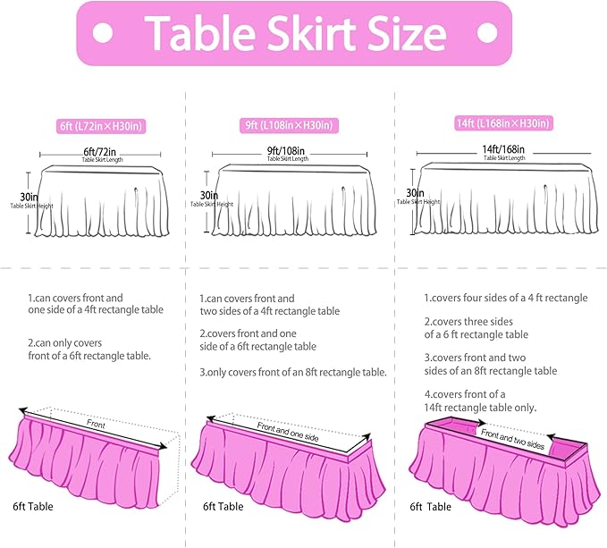 Frozen Theme Party Tulle Table Skirt for Rectangle Tables 6ft Ocean Blue Ruffle Tutu Table Cloth Cover for Winter Wonderland Baby Shark Baby Shower Birthday Party Wedding Decorations