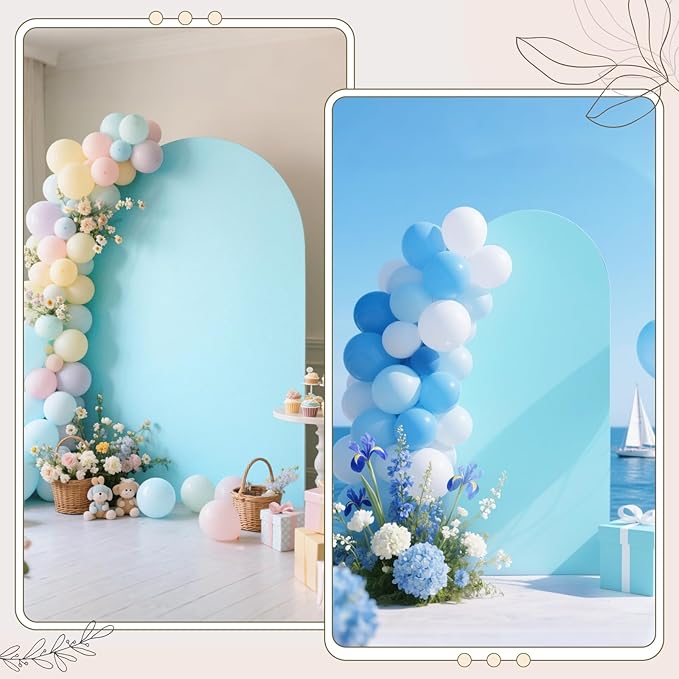 Ledido Wedding Arch Backdrop Cover 7.2FT Arch Covers Fitted Stretchy Spandex Round Top Stand Backdrop Cover for Wedding Banquet Ceremony Birthday Party Baby Shower Event Decoration,Blue