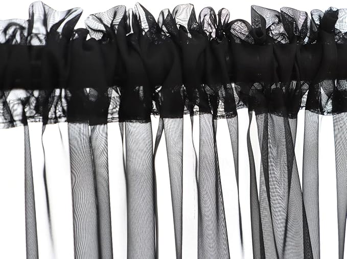 Window Black Sheer Curtains 63 Inches Long 2 Panels Sheer Curtain Basic Rod Pocket Panel for Bedroom Children Living Room Yard Kitchen (Black, 52" W x 63" L | 2 pcs)