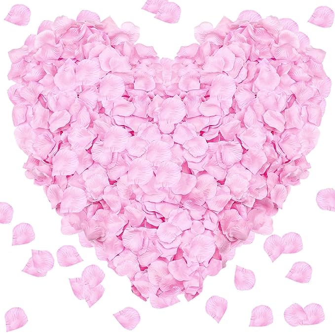 1000Pieces Rose Petals, Artificial Flower Petals Fake Rose Petals Silk Red Rose Petals for Romantic Night,Wedding,Proposal Anniversary Flower Decorations (Light Pink)