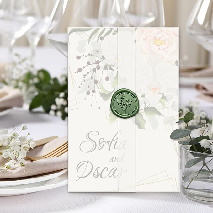 30 Pack Pre-Folded Vellum Jackets for 5x7 Invitations, Translucent Vellum Paper 5x7 Jackets, 100GSM Wedding Invitations Wraps, Envelope Liners for Birthdays, Baby Showers
