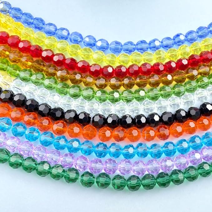 400 PCS 4mm Crystal Glass Beads Round Multiple Faceted Loose Spacer Glass Beads for DIY Handcrafte Bracelet Necklace Earring Jewelry Making(Malachite Green)