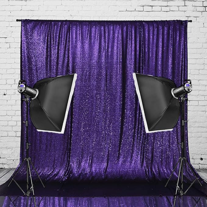 Eternal Beauty Purple Sequin Backdrop, 5x7 Ft Halloween Glitter Background Curtains for Shimmer Photography Party Wedding Birthday Back Drop Decor