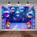 Dance Party Backdrop Retro 80s 90s Theme Stage Dance Ball Music Birthday Party Decoration DJ Photography Background 12 x 10 ft for Baby Shower Picture Photo Shoot Polyester Fabric,Multi1