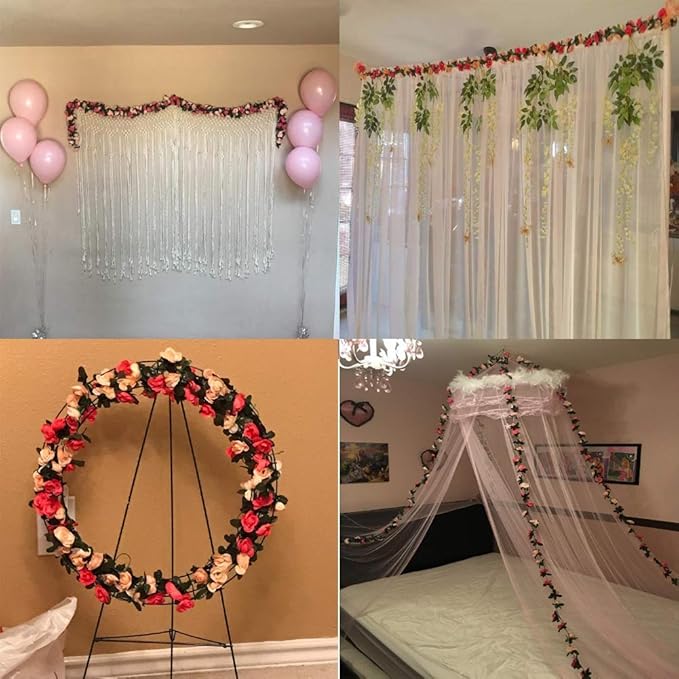 Miracliy 5Pcs 41FT Flower Garland Artificial Rose Arch Vines Fake Spring Floral Garland for Flower Wall Backdrop Wedding Mothers Day Garden Tea Party Decoration