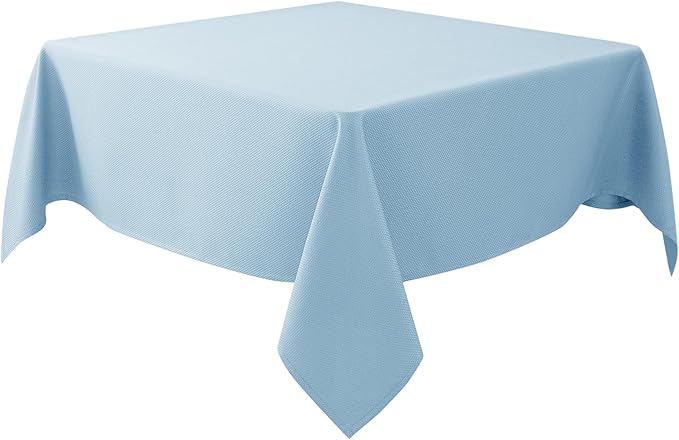 Biscaynebay Fabric Square Tablecloths 60x60 Inches, Light Blue Water Resistant Spill Proof Table Cloth Small Card Folding Table Covers Linen for Dining, Kitchen, Wedding and Parties, Machine Washable