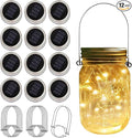 12 Pack Solar Mason Jar Lights for Outside, 30 LED Solar Mason Jar Lids Fairy Lights with 12 Hangers(No Jars) Outdoor Waterproof for DIY Patio Garden Yard Lawn Party Wedding Decoration Warm White