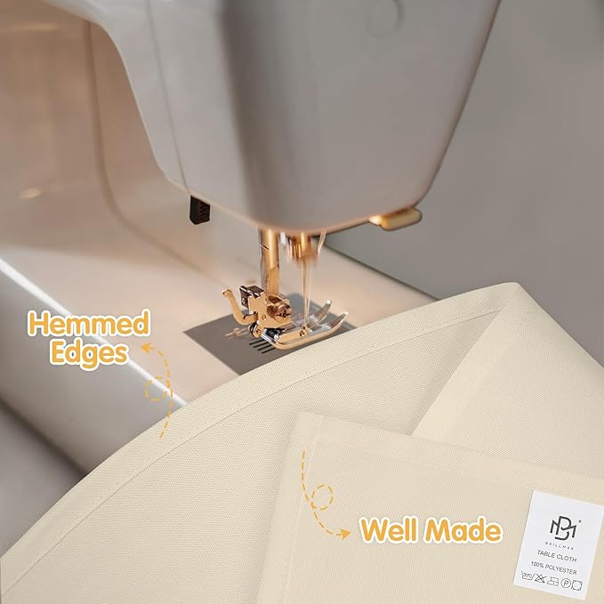 BRILLMAX 10 Pack Beige Tablecloths 70 x 120 Inch for 6ft or 8ft Rectangle Tables - Rectangular Bulk Linen Polyester Fabric Washable Cloth Cover for Wedding Reception Banquet Birthday Party