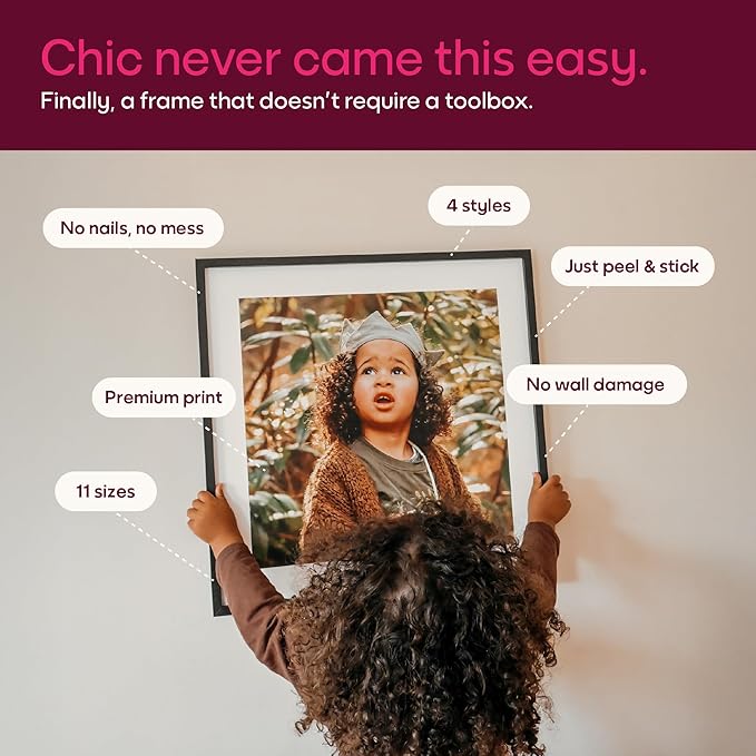 Mixtiles Official - Custom Photo Tiles - Personalized Printed Photos - Magnetic Wall Frames - Adhesive Sticker, No Nails - Various Sizes and Frames - large-set-Tile - Clean Frame
