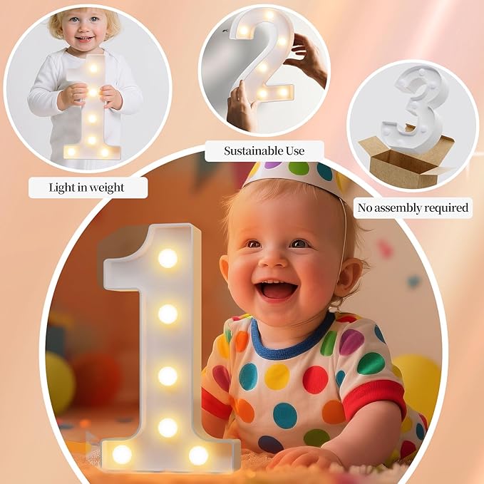 LED Marquee Light Up Numbers Sign - Lighted Birthday Numbers Sign for Birthday Party Decoration, Bar Wall, Home, Table Room, Wedding and Christmas Decorations, Number 0