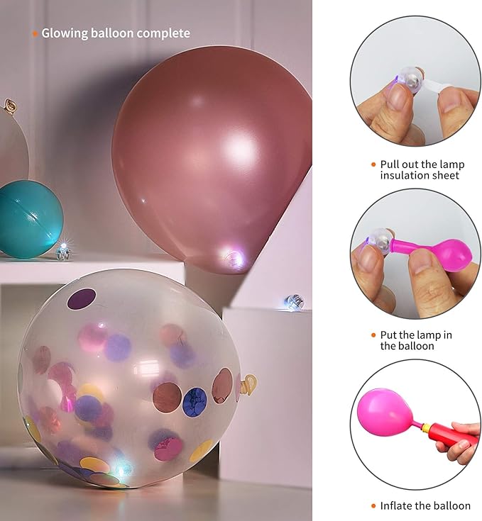 Aogist 100pcs Balloon Lights,Long Standby Time Waterproof Twinkle Mini Light,Battery Powered,Round LED Ball Lamp for Balloon Paper Lantern Party Wedding Christmas Halloween Decorative,Warm White-Flash