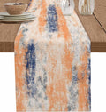 Vintage Oil Painted Cotton Linen Table Runner for Dining Kitchen, Wedding Outdoor Party Tablerunners Decoration, Abstract Modern Orange Minimalist Dresser Scarf Coffee Tablecloth Runners 13x120 Inches