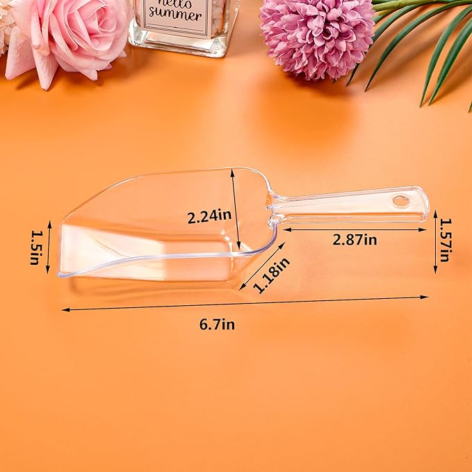 Roshtia 12 Pcs Plastic Serving Tongs Mini Kitchen Tongs Utility and Plastic Kitchen Scoops Clear Ice Scoop Mini Clear Buffet Scoop for Candy Dessert Buffet Ice Snack Coffee Tea