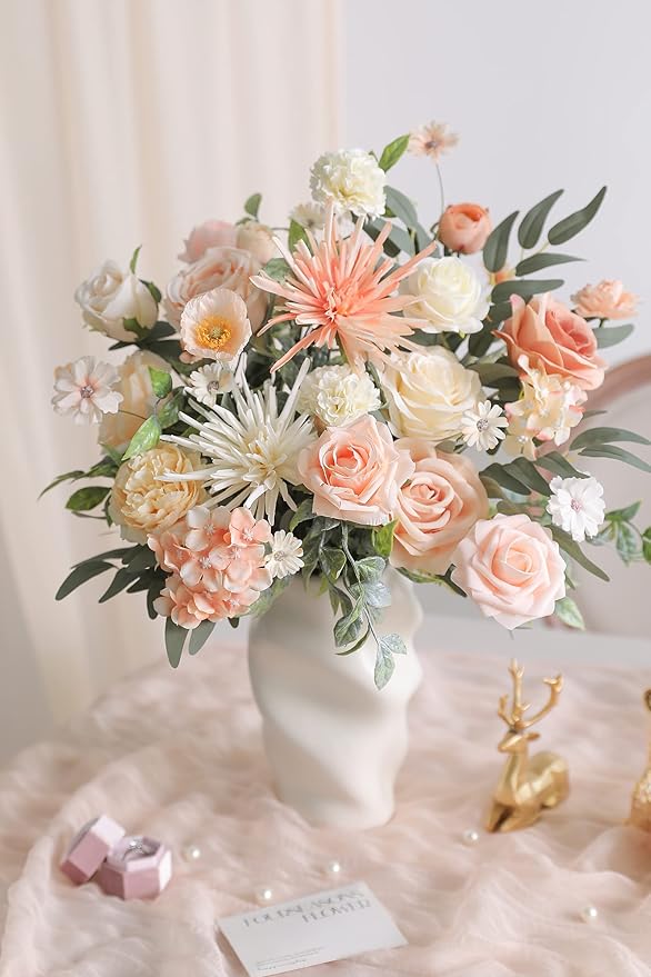 Serra Flora Artificial Flowers Combo Box Set Faux Flowers Bulk Flower Leaf with Stems Arrangements for DIY Wedding Bouquets Party Table Centerpieces Home Decorations Indoor Outdoor