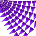 40M/130FT Purple Triangle Pennant Banner Flag Metallic Fabric Bunting Garland for Christmas Graduation Wedding Engagement Anniversary Bachelorette Birthday Bridal Shower Valentines Hen Party Supplies
