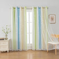 FANLI Ombre Rainbow Blackout Curtains for Kid Girls Bedroom Living Room Darking Stripe Double Layer Star Cut Out Wall Home Decor Gradient Grommet Window Curtains （Blue Green 52Wx63L）