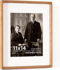 11x14 Picture Frame USA-Sourced Natural Cherry Wood Solid Original Wood Photo Frame Rounded Corner with Mat to 8x10 Picture Display with Real Glass Family Picture, Wedding Picture, Photo, Certificate