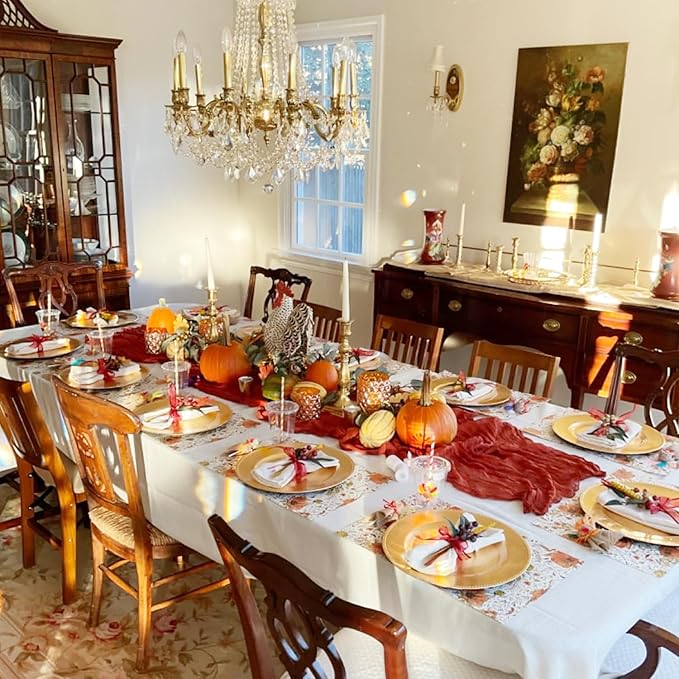 Fall Table Runner Terracotta Cheesecloth Table Runner 35x120in Burnt Orange Cheese Cloths Table Runner 10FT Rust Gauze Runner for Thanksgiving Wedding Party Baby Shower Fall Decor