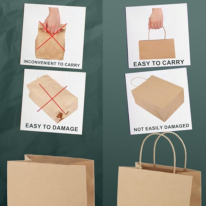 METRONIC Kraft Paper Gift Bags with Handles 10x5x13 Inch 9000 Pack | Christmas, Birthday Party Favors, Retail Shopping, Small Business Bulk | Brown Gift Wrap Bag