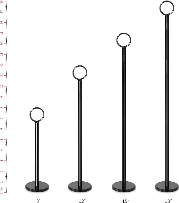 New Star Foodservice 27709 Ring-Clip Table Number Holder/Number Stand/Place Card Holder, 8-Inch, Set of 12, Black Finish