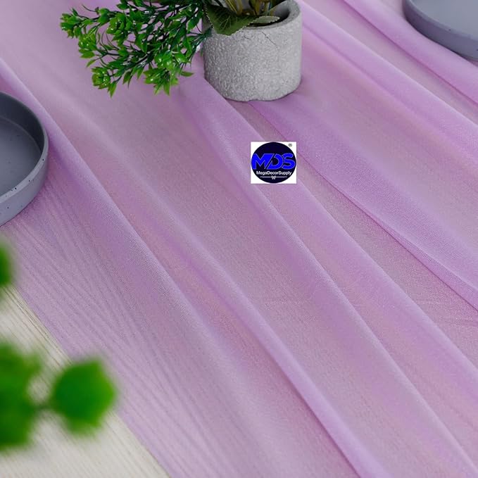 MDS 15 Pack 10ft Chiffon Table Runner 29 x 120 Inches Sheer Wedding Runner Romantic Rustic Table Runner for Wedding Decorations, Birthday Parties, Bridal Shower Party Arch Decor - Orchid