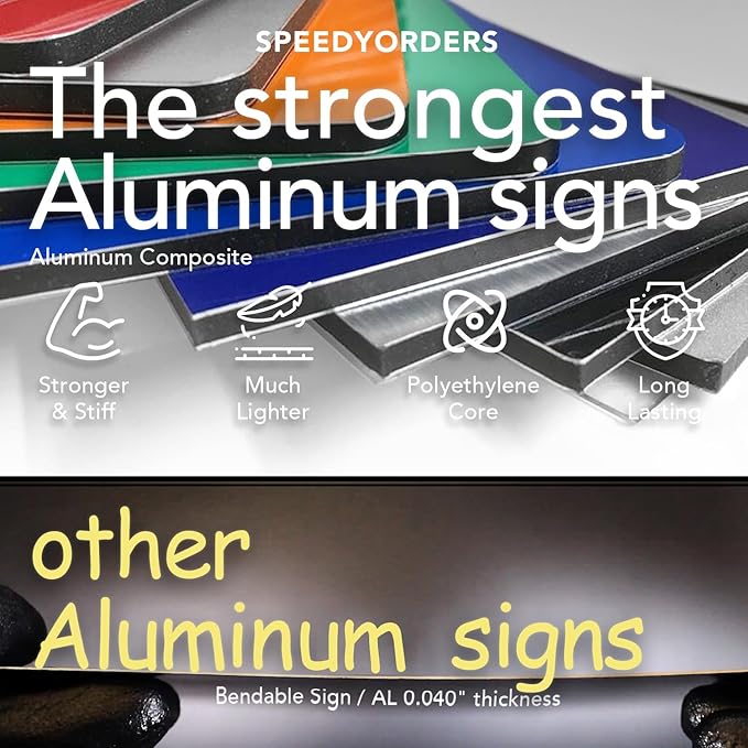 Custom Metal Signs, Personalized Aluminum, Outdoor Business Sign - Waterproof, White (Red Background, 20x20 In)