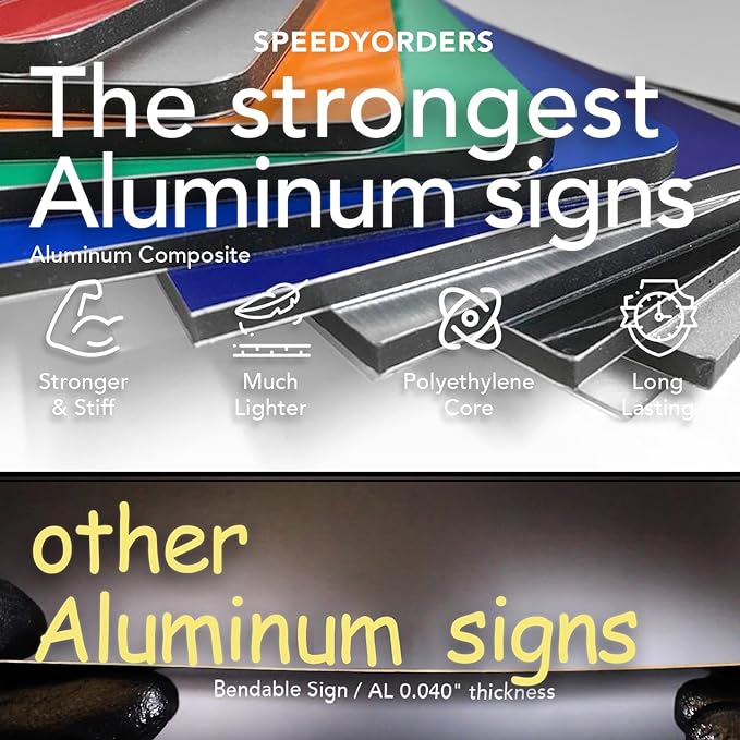 SPEEDYOOKS Custom Outdoor Metal Sign, Personalized Aluminum, Customized Safety, Business, Waterproof - White Aluminum (Red & White, 14x10 In)