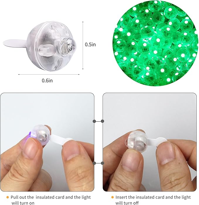 Aogist 100pcs Balloon Lights,Long Standby Time Waterproof Twinkle Mini Light,Battery Powered,Round LED Ball Lamp for Balloon Paper Lantern Party Wedding Christmas Halloween Decorative,Green-Flash