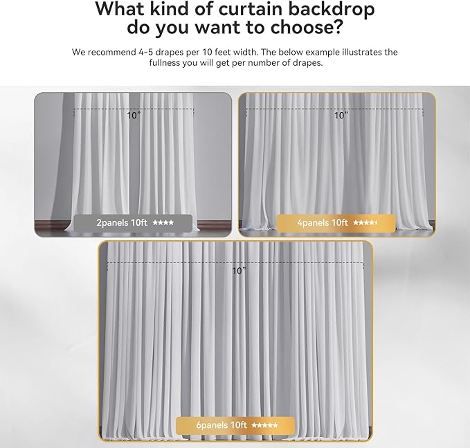 Ledido 10×8ft Tulle Backdrop Curtains with Lights String - 300LED Fairy Lights Sheer Curtain Backdrop for Weddings Baby Shower and Birthday Party Decorations(2 Panels 5×8ft)