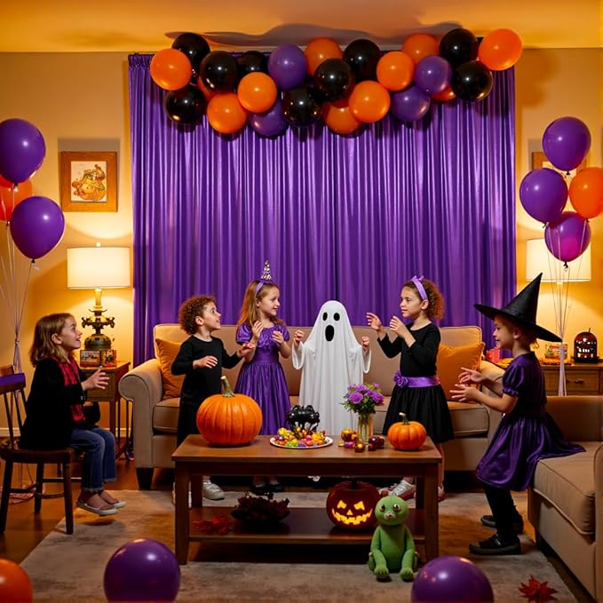 gogoparti 20x10FT Purple Sequin Backdrop Curtain - 4 Panels of 5x10FT Wrinkle-Free Glitter Drapes for Photography, Birthdays, Weddings & Graduations