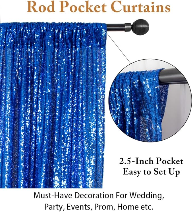 ShinyBeauty Sequin Backdrop Royal Blue 10x10FT Backdrop for Photography Blue Wedding Backdrop 10FT Baby Birthday Photo Booth Backdrop Glitter Backdrop for Party Fabric Backdrop