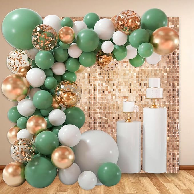 24PCS Champagne Gold Shimmer Wall Backdrop, Square Sequin Photo Backdrops Panel, Glitter Wall Background for Birthdays, Weddings, Graduation, Engagements, Disco Bachelorette Party Decoration (4FTx6FT)