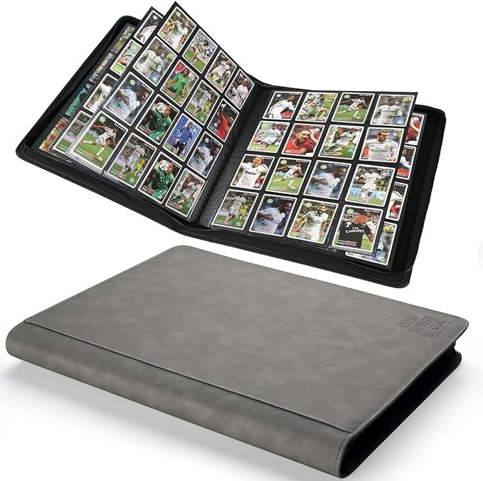 Premium Ringless Trading Card Binder - 1024 Capacity, 16 Side-Loading Pockets per Page, Archival Quality Protection & Anti-Slip Spine for TCG, MTG, Sports Cards (Gray)