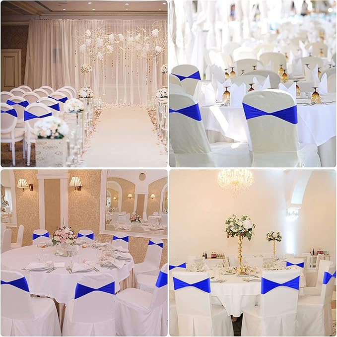 VDS Pack of 300 PCS | Gold | Spandex Chair Sashes Bows Without Buckle | Stretch Elastic Banquet Universal Folding Chair Band Tie with for Wedding Party Conference Celebration Event Decoration