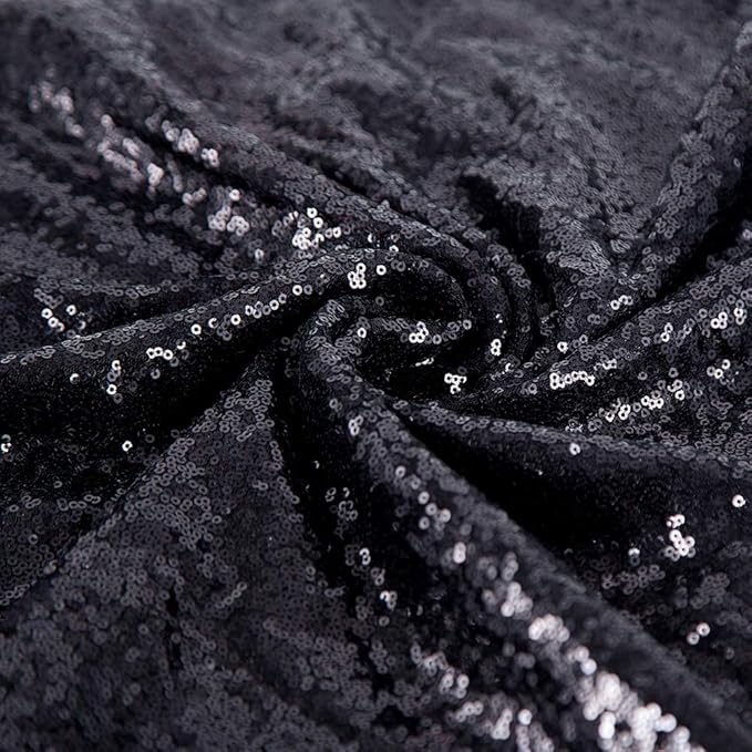JYFLZQ Black Sequin Backdrop Curtains 4ft x 6.5ft 1 Panel Glitter Photo Booth Backdrops Sparkly Photography Background Drapes for Halloween Father's Day Graduation Birthday Parties