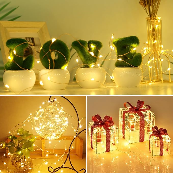 kolpop 50 Pack LED Fairy Lights Battery Operated, 7FT 20 LED Mini Twinkle String Lights Battery Powered Waterproof for Christmas Mason Jars Party (Warm White)