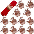 Halatool Pumpkin Napkin Rings Set of 12, Alloy Fall Napkin Rings Thanksgiving Halloween Dinner Tables Holders for Thanksgiving Weddings Holidays Gathering Dinner Party (Bronze)