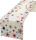 4th of July Table Runner, American Stars Patriotic Independence Day Table Runner for Indoor Outdoor Party Home Kitchen Dining Table Decor, Blue Red, 13x36inch