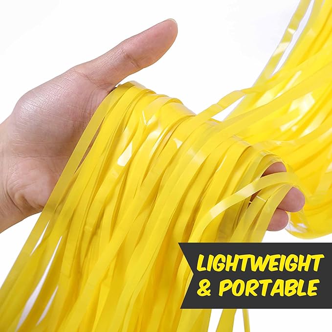 6 Pack Macaron Yellow Foil Fringe Curtains Backdrop, 3.28 x 8.2 Ft Metallic Streamers Tinsel Curtains Background for Photo Booth, Birthday, Weddings, Carnivals, Graduation, Themed Party Decorations