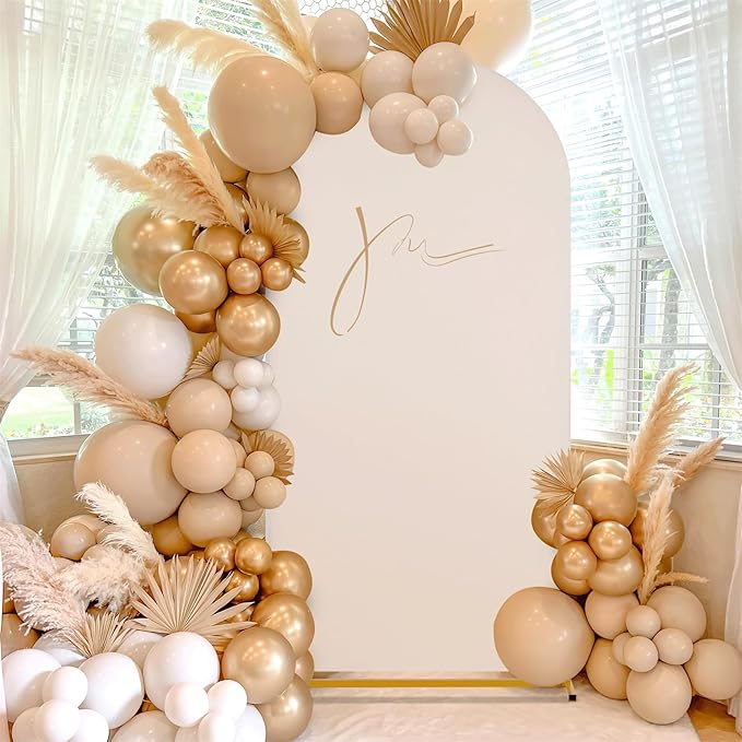 SoarDream Beige Spandex Arch Cover 6FT Wedding Arch Backdrop Cover Stretchy Backdrop Chiara Wall Arch Stand Cover for Wedding Birthday Balloon Decorations- Ideal for Balloon Arches