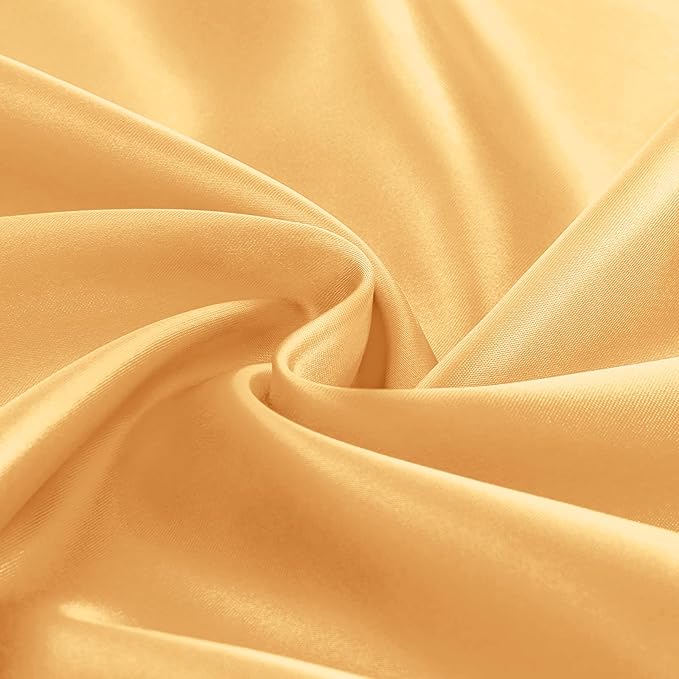 KKJIAF 1 Pack Round Table Cloths 90 Inch, Gold Overlay Round Satin Table Cover, Silky Satin Dining Tablecloths for Wedding Buffet Parties Banquet Decoration