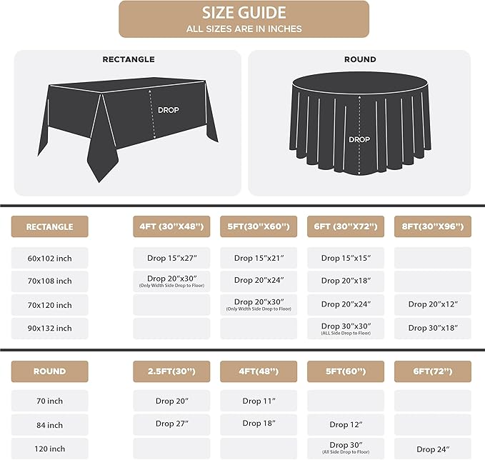 Fitable 8 Pack Round Tablecloths: Stain Resistant Wrinkle Free Circle Table Clothes, Washable Reusable Polyester Table Covers for Wedding Party Birthday Banquet Reception(Black, 84 Inch)