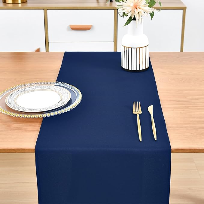 Farmhouse Navy Blue Table Runner Dining Table Runners 48 Inches Long Coffee Table Runner for Dresser Living Room Bedroom Holiday Party Banquet 12X48 Inch