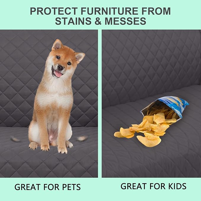 Reversible Oversized Sofa Covers Couch Cover Furniture Protector for Dogs Elastic Straps Water Resistant(XLSofa,Dark Grey/Dark Grey)