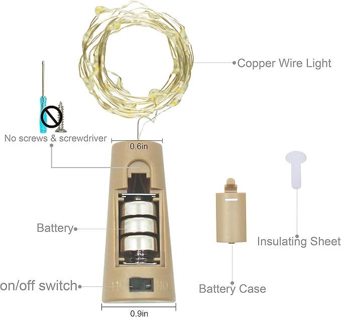 Wine Bottle Lights with Cork, Battery Operated 20 LED Cork Shape Silver Wire Colorful Fairy Mini String Lights(No Bottles) for DIY, Party, Decor, Christmas, Halloween,Wedding (3, Green)