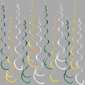 36 Pcs Green Yellow White Hanging Swirl Decorations Felt Swirl Streamer Spiral Ceiling Garland Banner for Graduation Birthday Wedding Retirement Baby Shower Spring Summer Garden Party Decor Supplies