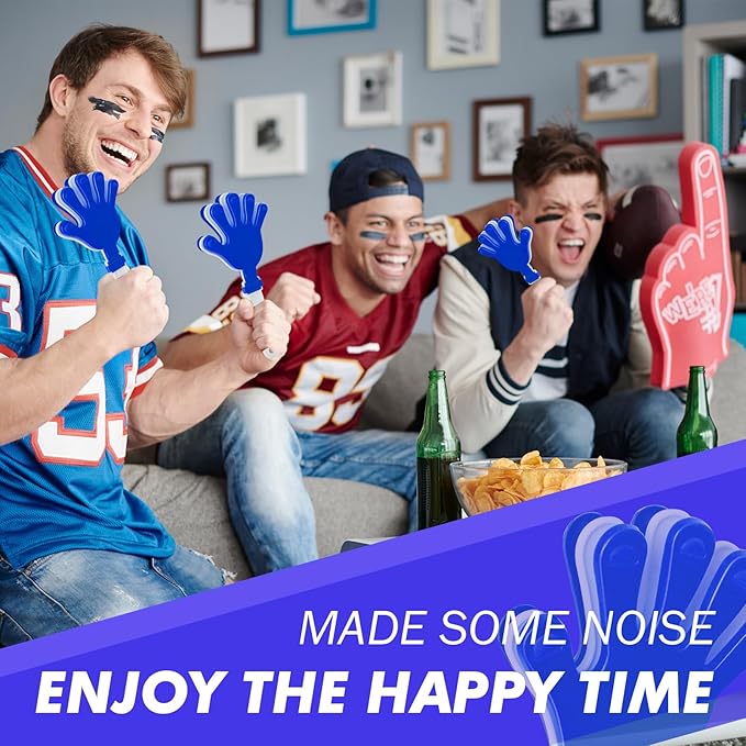 24 Pcs Hand Clappers Noisemakers 7.5 Inch Clappers Noisemakers Plastic Hand Clappers for Birthdays Game Football Sporting Events Cheers Supplies Dance Basketball Football Noisemakers(Blue and White)