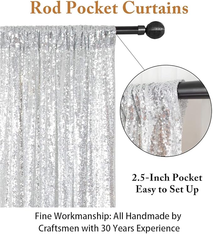 ShinyBeauty 8FTx10FT Silver Sequin Backdrop | Sparkle Drapes for Photoshoots, Weddings, and Parties | Elegant Glitter Background for Photography Backdrops
